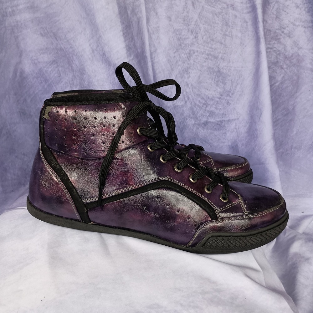 GBX Purple Metallic High Top Sneakers Men's 10 Y2K Streetwear Skater Shoes